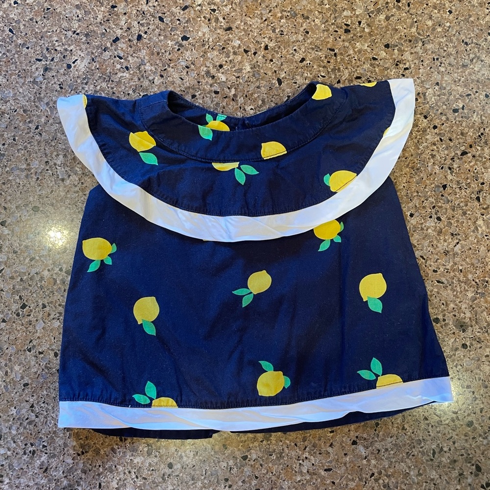 Janie and Jack Navy Lemon Print Blouse